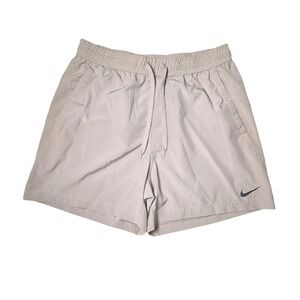 Nike Dri Fit Mens Athletic Shorts Light Tan Drawstring Pockets Size M